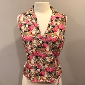 Ann Taylor Loft Sleeveless Silk Wrap Blouse Sz 4